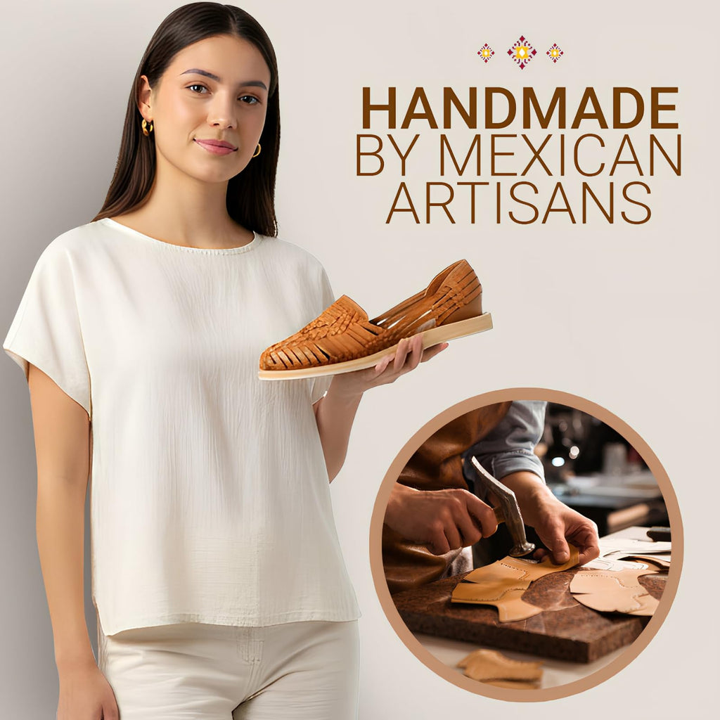 Artisans Bazaar - Mexican Huaraches Sandals for Women Handmade by Artisans in Mexico with Genuine Leather Pre-Hispanic Inspired Traditional Footwear Comfortable Breathable