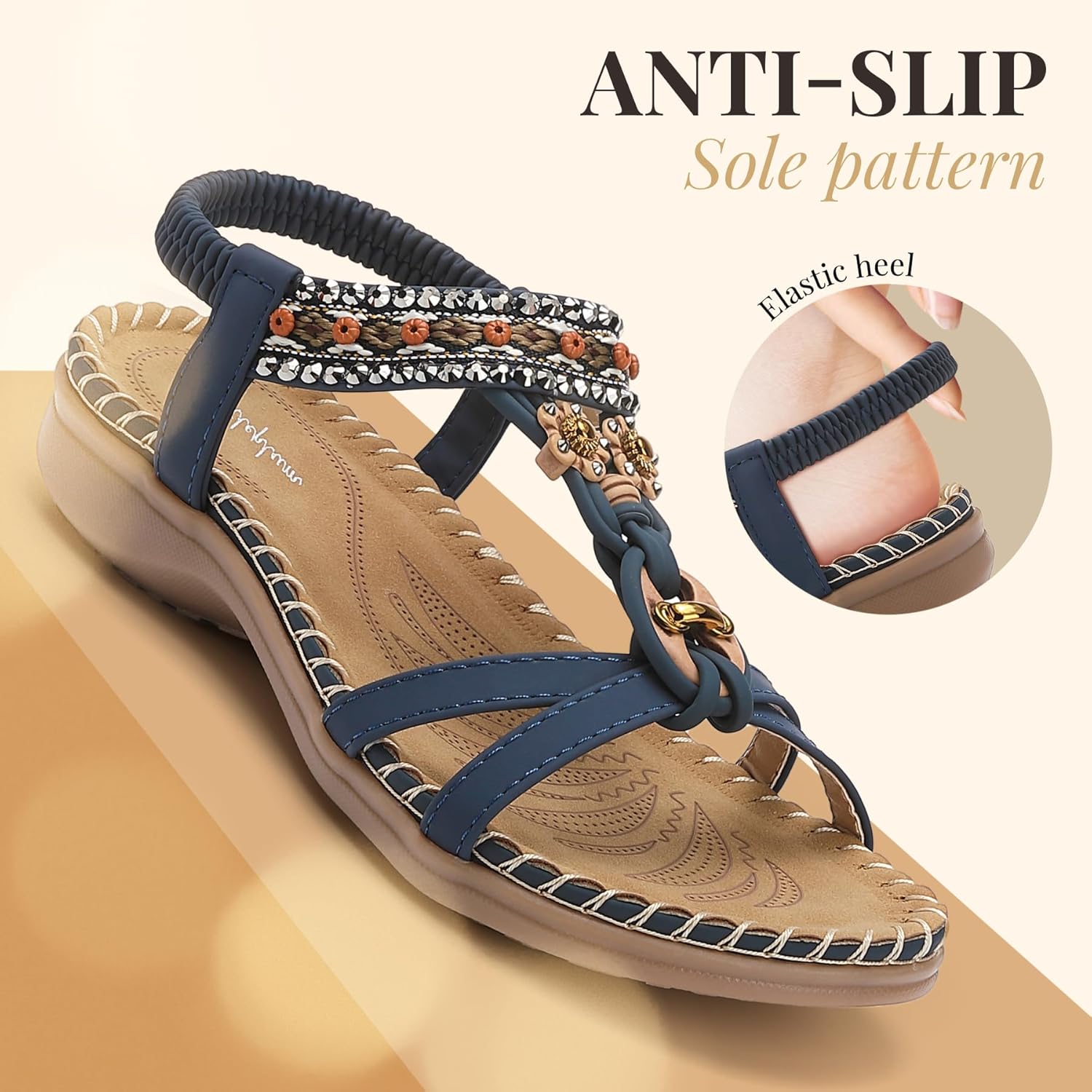 Littleplum Womens Sandals Arch Support Summer Beach Sandals Comfort Walking Shoes Bohemian Flip Flops Sandals for Women