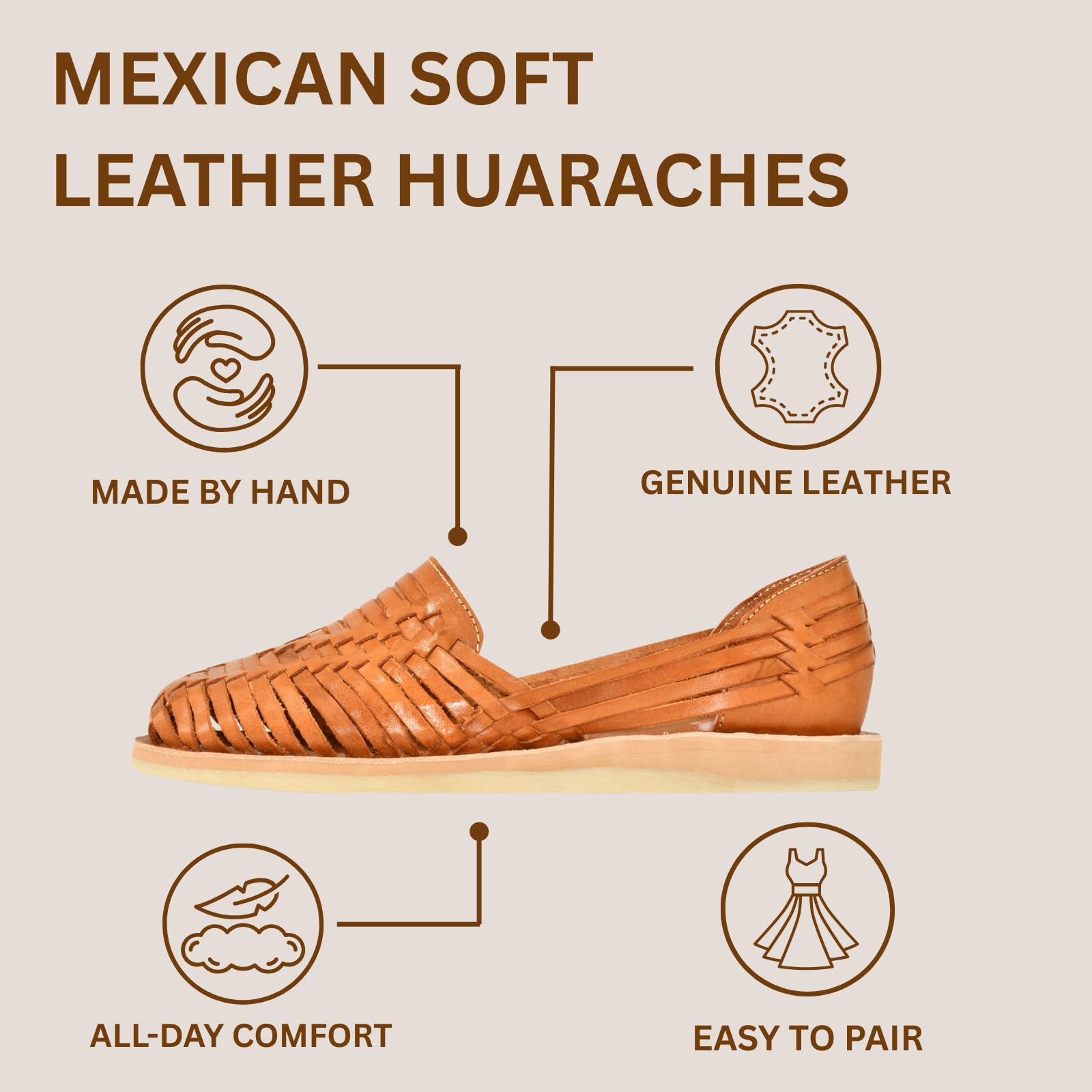 Artisans Bazaar - Mexican Huaraches Sandals for Women Handmade by Artisans in Mexico with Genuine Leather Pre-Hispanic Inspired Traditional Footwear Comfortable Breathable
