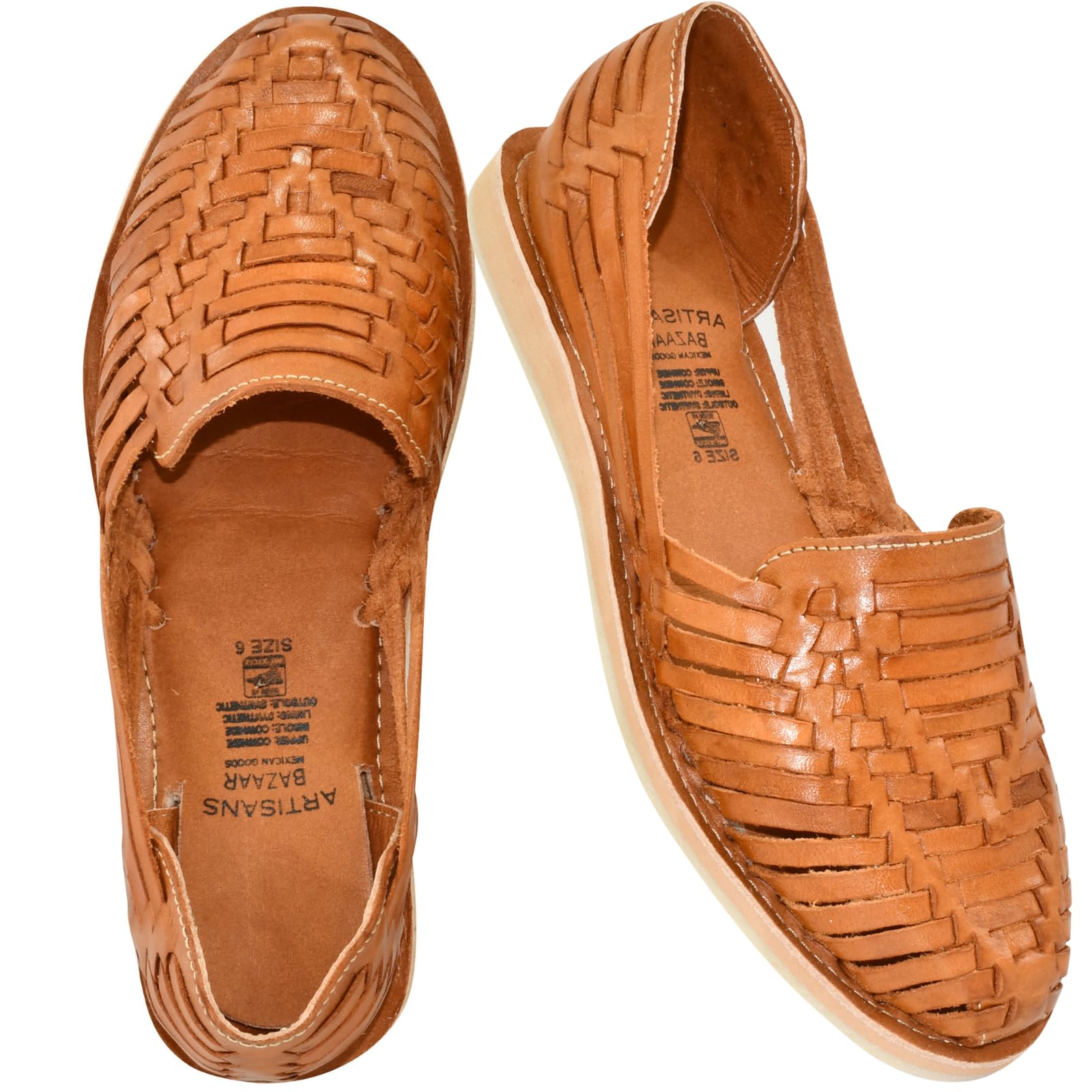 Artisans Bazaar - Mexican Huaraches Sandals for Women Handmade by Artisans in Mexico with Genuine Leather Pre-Hispanic Inspired Traditional Footwear Comfortable Breathable